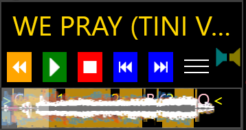 Simple Player in the best DJ software shows the song name, cue, play, pause, stop, previous, next, and the wave.
