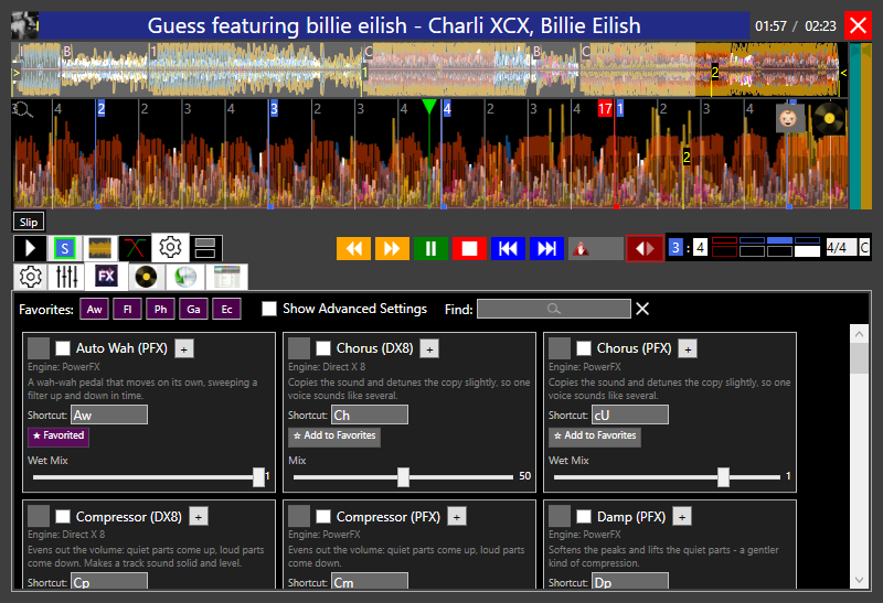 Full DJ Deck FX settings