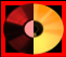 half Red Vinyl, half Gold CD with Red square around it